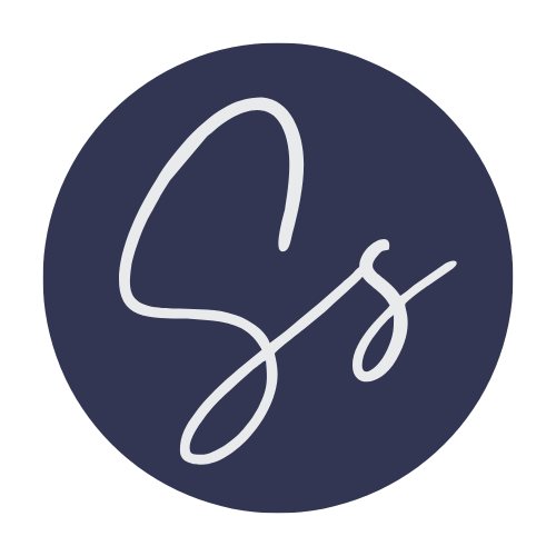 Susannah Simmons Initials Logo in dark blue