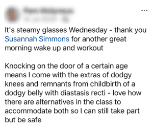 Wake Up & workout testimonial from social media: 