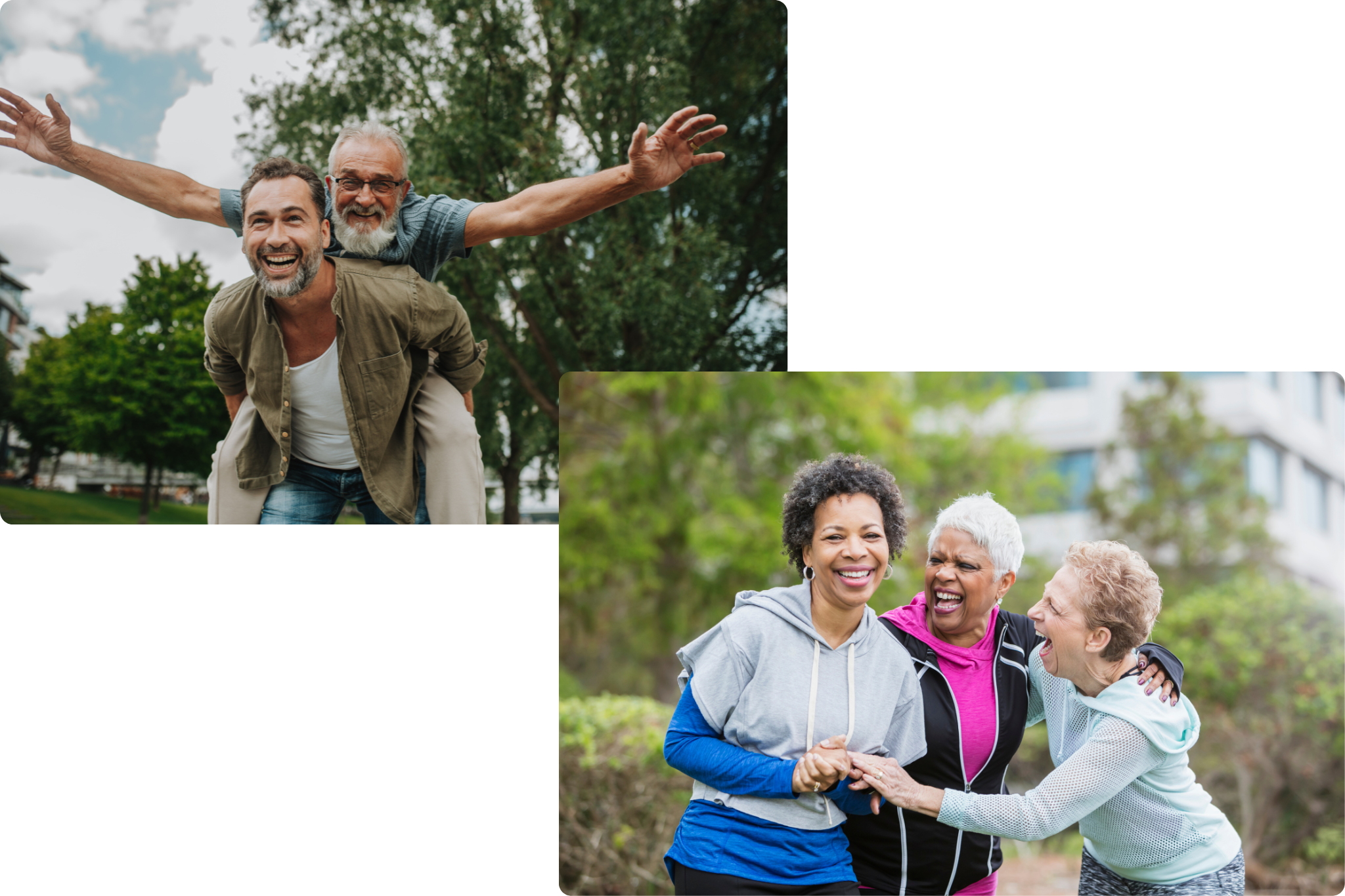 Midlife adults enjoying movement and connection outdoors, illustrating the benefits of living well for longer